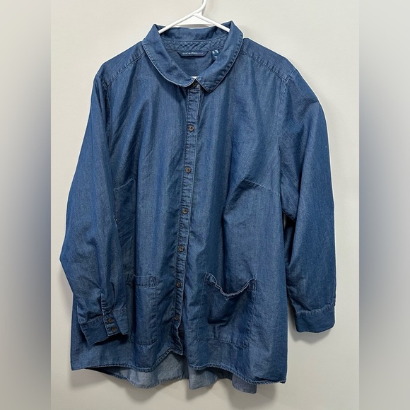 👚 Isaac Mizrahi Live! TRUE DENIM Button-Front Shirt (Size 22W, ) 👚 - Picture 2 of 12